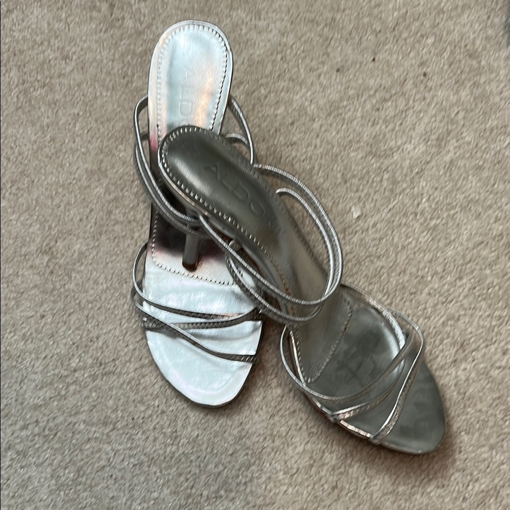 Aldo Silver Heels with Elegant Straps